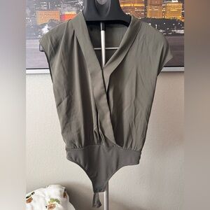 Express Olive Draped Bodysuit